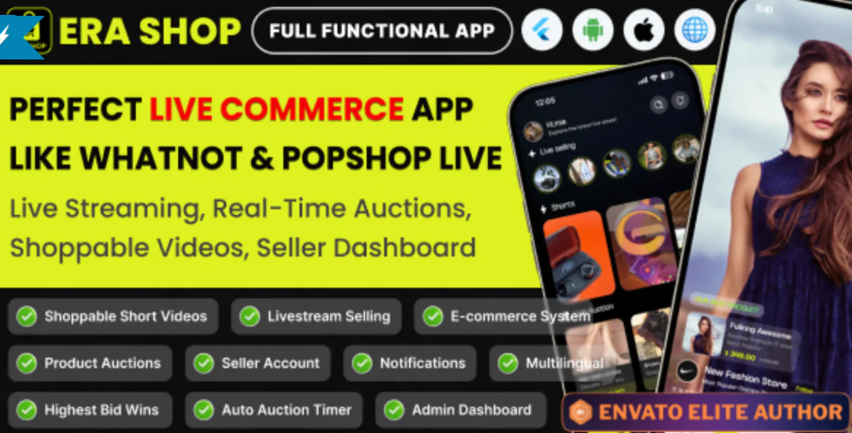 Era Shop : Live Streaming, Short Video based E-commerce Store Multi Vender